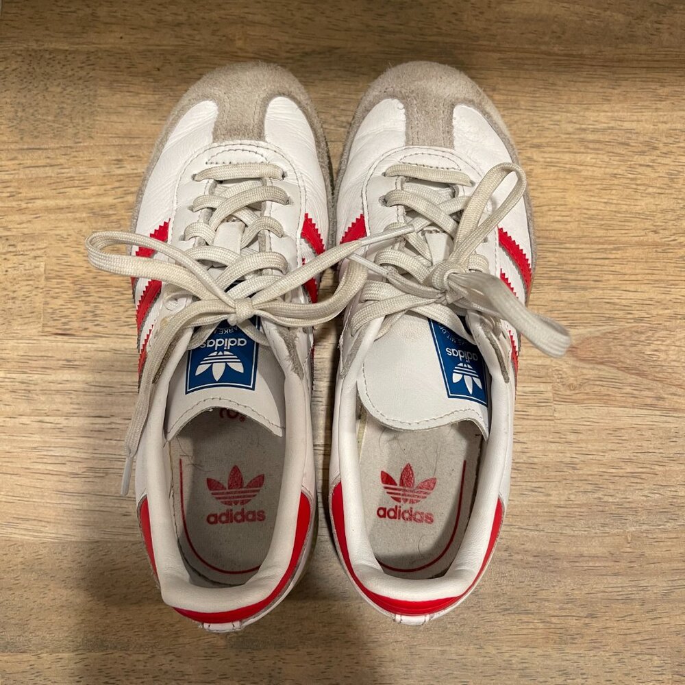 Adidas Originals Samba OG, Youth Size 1, White/Better Scarlet/Gum - Picture 2 of 5